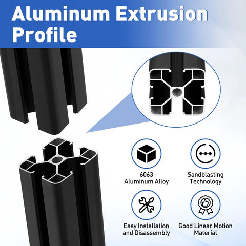 Two Piece 4040 Aluminum Extrusion Profiles Six Inch Linear Rail Slick T Slot Anodized Finish showing details of extrusion profile.