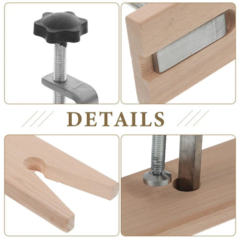 Detailed view of Two Pack Adjustable Desk Mounting Clamps for Jewelry Making and Woodworking, no drilling, sturdy wood and iron build