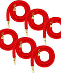 Six Pack Velvet Stanchion Rope Red Carpet Set With Gold Hooks 5 Foot Crowd Control Velvet Ropes For Events Theaters Grand Openings Hotels Graduation Parties Party Ready Barrier Kit, red velvet ropes with gold hooks, rolled in circles