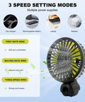 Two Pack Usb Car Seat Fans For A Chill Backseat Vibe With 360 Degree Rotatable Rear Cooling Blower And Three Adjustable Speeds display