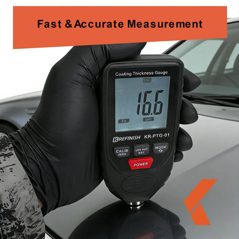 Digital Car Paint Thickness Gauge With 0 To 2000um Range Pro Grade Coating Meter For Auto Body Shops And Used Car Buyers Accurate Depth Measurement Fast Color Coat Check Portable Handheld Tool on car hood