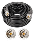 KMR 400 UHF Coax Cable 50 Foot PL 259 UHF Male Jumper with connectors, coiled cable for HAM CB Radios.