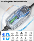 Tesla Level 2 EV Charger 32 Amp 240V 7.68kW NEMA 14-50 Portable Electric Vehicle Charger safety features illustration
