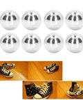 One Hundred Sets Mushroom Rivet Studs Featuring Ten Millimeter Round Heads In Glossy Silver Alloy on black and white shoes.