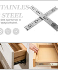 14 Inch Stainless Steel Drawer Slides Side Mount With Ball Bearing Rails for kitchen pantry dresser cabinets installation