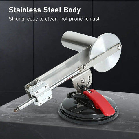 Kickin 65Mm Stroke Electric Telescopic Linear Actuator With Variable Speed Reciprocating DC Motor Kit with stainless steel body and suction cup base.