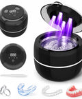 Dope 200ml Sonic Cleaning Pod With 4 Modes And UV Lights 45-52kHz Deep Clean For Retainers Dentures Mouth Guards Aligners Braces Dental Accessories And Jewelry, black