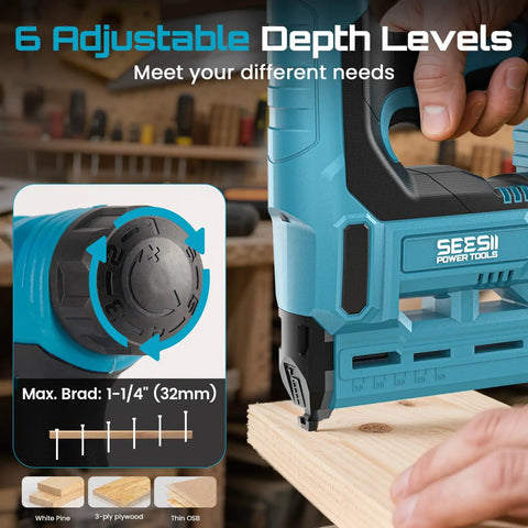 Cordless Brad Nailer and Electric Stapler Gun With 20V Rechargeable Power Tool Featuring Adjustable Depth Control and Generous Fastener Kit for Woodworking DIY Builds That Delivers No Sweat Precision On Every Project