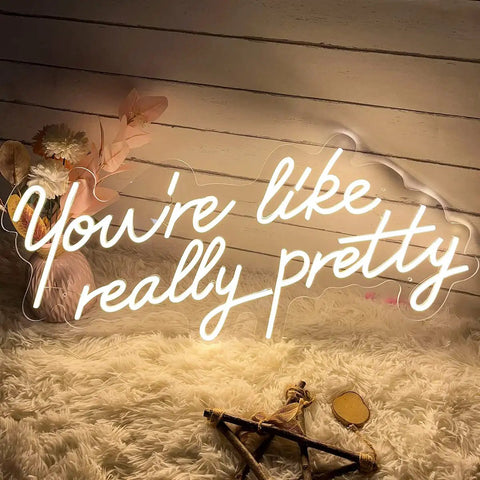 Totally Cool Dimmable LED Neon Sign Wall Art You Are Like Really Pretty Transparent Acrylic Backdrop Decorative Scene