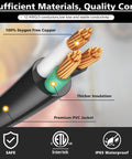 Heavy Duty Outdoor Tri Tap Extension Cord 1.5 Foot 12 Gauge 3 Conductor With Circuit Breaker Indicator Light Waterproof Black
