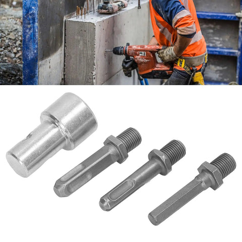 Earth Auger Adapter For 1 To 3 Garden Drill Bits With 2 Slots And 2 Pits, Carbon Steel Construction, displayed with drill bits