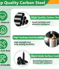260 Pcs Sheet Metal Screws Assortment Kit Self Drilling Screws Kit M3 M4 M5 M6 Black Carbon Steel features