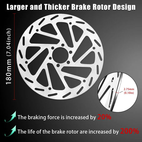 Heavy Duty 4 Piston Hydraulic Brakes For Electric Bike With Pre Bleed DOT 4 Fluid Waterproof 2 Pin Connector 180mm Thickened Rotor