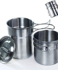 Two In One Camping Cup Set With 33oz Big Cup And 24oz Small Cup, 304 Stainless Steel Food Grade Cups, Vented Lid, Stackable Outdoor Cookware