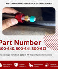 Auto Air Conditioning Splice Connector Kit for Five Eighths, Three Eighths, and One Half Inch Aluminum Lines in use close-up