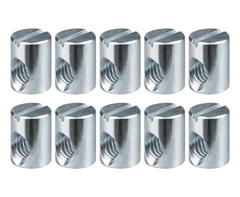 Heavy Duty Cross Dowel Barrel Nuts Straight Fix For Ikea Part 100514 No Sweat Bed Frame Joints Easy Peasy Joint Lock With Sundvik Mydal Cribs And M6 Bolts 10 Pack, zinc plated metal nuts