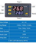 Dual Pack 12V DC Timer Delay Relay Module With 20A Capacity Programmable LED Digital Cycle Timer Plug And Play On Off Control 0ms To 999 Hours Easy Setup For Home Automation And Electronics, 71x40x24 mm