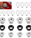 24 Piece Bike Wheel Flanged Axle Nut Kit With 12 Nuts And 12 Safety Washers M8 M9.5 M10 For Front And Rear Wheel Hubs Black And Silver Bicycle Hub Parts