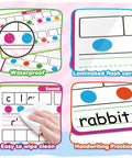 12 Pack Phonemic Awareness Dry Erase Cards 9 By 12 Inch for Sound, Syllable, and Phonics Practice with wipe clean feature