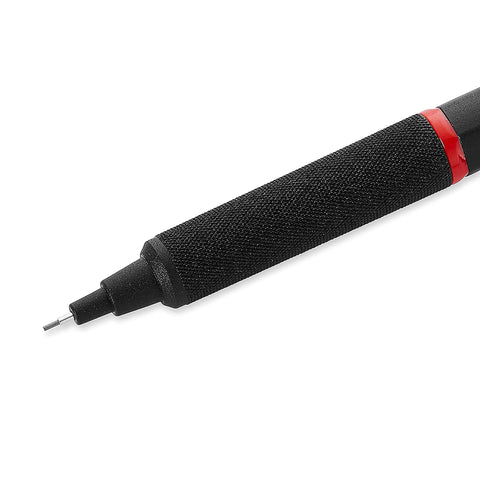 Pro Grade 0.5mm Mechanical Pencil With Brass Mechanism Cushioned Lead Built In Eraser Knurled Non Slip Grip Matte Black Finish A True Workhorse For Crisp Lines Precision Writing And Sketching, close-up tip view