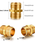 Heavy Duty Solid Brass Garden Hose Fittings Connectors Adapter Double Male To Male Faucet Leader Coupler Three Quarter GHT Thread No Leaks Durable Easy To Install 2 Pack
