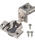 Concealed Soft Close Hinge Kit For Face Frame Cabinets One And Three Eighths Inch Overlay 110 Degree Opening with screws shown