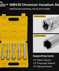 Grab This Bad Boss 5 Pcs Extra Long Thin Wall Metric Socket Set In 8 To 14mm Sizes For Heavy Duty Impact Work That Crushes The Tough Stuff With Reliable Cr V Steel Performance. 5-piece chrome vanadium steel socket set in yellow case