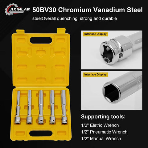 Grab This Bad Boss 5 Pcs Extra Long Thin Wall Metric Socket Set In 8 To 14mm Sizes For Heavy Duty Impact Work That Crushes The Tough Stuff With Reliable Cr V Steel Performance. 5-piece chrome vanadium steel socket set in yellow case