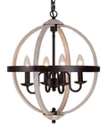Dope Farmhouse Rustic Globe Orb Chandelier In Oak And White Finish Four Light Pendant For Dining Room Adjustable Hanging