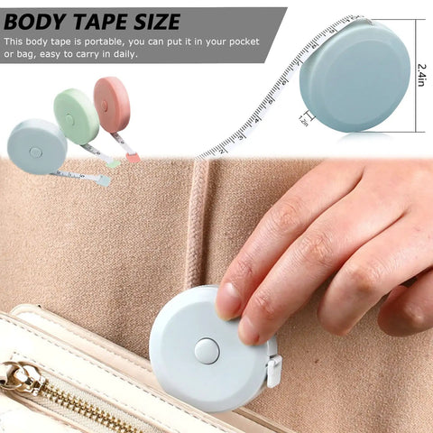 Mini Retractable Tape Measure 3 Pack With Soft Fabric Sewing Ruler pocket size for on-the-go use