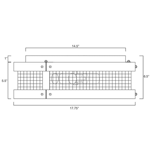 Diagram of Cooper 18 Inch Farmhouse Flush Mount Ceiling Light With Walnut Wood Finish And Textured Black Metal Cage Four Light Fixture