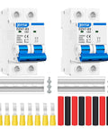 63 Amp Two Pole AC Miniature Circuit Breaker For 120 To 240V Systems With DIN Rail Mount DZ47-63 50/60Hz 2-pack with accessories