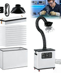 Built Different Laser Smoke Extractor Featuring Gutsy 212 CFM Airflow with flexible hose and HEPA filters for resin dust.