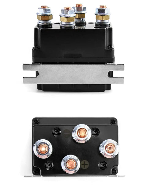 Beefed-Up 12V 500A Winch Solenoid Relay Contactor for 8000 to 15000 lb ATV UTV winches with sealed housing and alloy contacts.