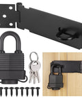 4 Inch Stainless Steel Hasp Latch With Padlock Keys And Screws, Heavy Duty Black Waterproof Gate Lock for outdoor gates and sheds