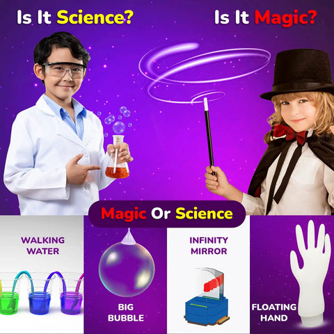 Magic Science Kit For Kids Ages 4 To 8 With 50 Plus Experiments including walking water and float hand experiment setup
