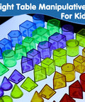 60-Piece Kid-Friendly 3D Shapes For Kids Translucent Geometric Set For Light Table Play And STEM Learning with colorful shapes