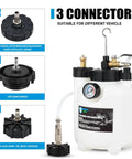 One Person Pneumatic Brake Bleeder Kit With 3L Fluid Reservoir And 1L Catch Bottle Includes 3 Master Cylinder Adapters