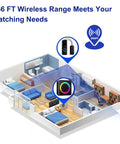 Illustration of Wireless Doorbell Chime Extender Kit For Video Doorbell Systems showing coverage in a house model.