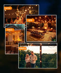 Outdoor String Lights 150 Ft With 75 Shatterproof G40 LED Bulbs on patio, deck, porch, pergola for backyard parties
