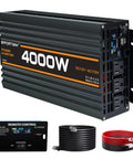 Badass 4000W Power Inverter Switching 12V DC To 110V AC With Modified Sine Wave. Includes remote control and cables.