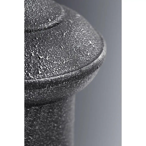 Close-up of Brookside Outdoor Wall Light Black Finish, 10 Inch Wide By 10.75 Inch Tall Exterior Fixture, textured aluminum detail