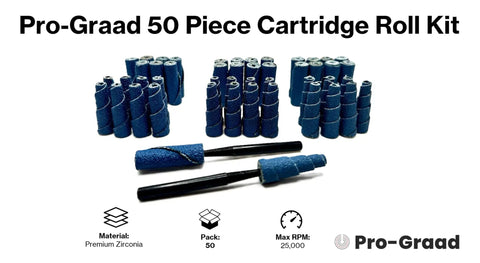 50 Piece Zirconia Abrasive Sanding Cartridge Spiral Roll Sander Kit with mini cone and cylinder rolls for metal and wood