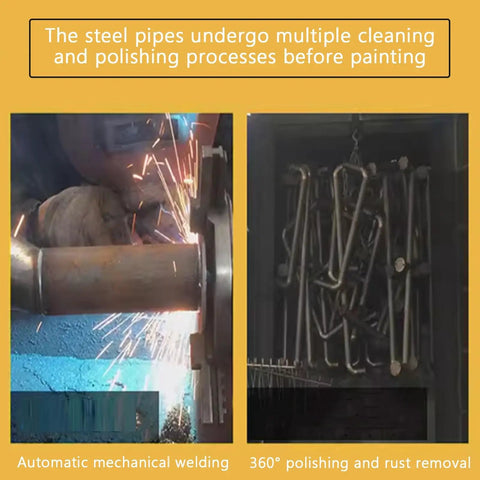 Automatic welding and polishing of heavy duty steel machine guard rail system with 76mm diameter pipe for perimeter protection