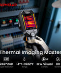Pro Grade High Resolution Thermal Imaging Camera With 240x240 IR Sensor And 2MP Visible Camera Fusion Imaging 25Hz handheld shown in use for electrical inspection.