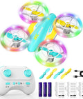 One Touch Takeoff RC Drone For Kids 6 and Up with Remote, 360 Degree Flip, High Speed Mode, blue yellow design with accessories