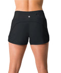 Back view of Women's 3 Inch Lightweight Running Shorts With Mesh Liner And Zip Pocket, Black, Gym-Ready And Featherlight For Training And Volleyball