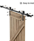 Built Tough 66 Inch Sliding Barn Door Hardware Kit With Five And A Half Foot Rail For Heavy Duty Aluminum Track System Adjustable U Shape Floor Guide Wall Mount Rail Splicing Track Kit Door Not Included Rust Resistant Coating installed on wood door