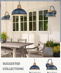 Two Pack Outdoor Wall Sconces Gooseneck Barn Lights With Hammered Metal Blue Shade Weatherproof Exterior Lamps for porch decor