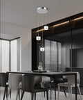 Led Dimmable Three Light Pendant Fixture With Dope Chrome Finish, Modern Chandelier Style Hanging Light over kitchen table